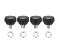 sourcing map Lot de 4 boutons de serrage moletés, M8 x 10 mm, vis moletées en acier inoxydable 304, vis moletées de 25 mm de large, avec rondelles pour remplacement de base de parapluie de machine