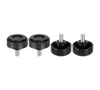 sourcing map Lot de 4 boutons de serrage moletés M8 x 16 mm Filetage mâle métrique 38 mm Tête ronde en plastique Acier carbone Tige filetée Poignée Vis de serrage à la main Noir