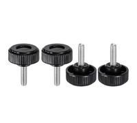 sourcing map Lot de 4 boutons de serrage moletés M8 x 25 mm Filetage mâle métrique 38 mm Tête ronde en plastique Acier carbone Tige filetée Poignée Vis de serrage à la main Noir