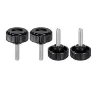 sourcing map Lot de 4 boutons de serrage moletés M8 x 30 mm Filetage mâle métrique 38 mm en plastique à tête ronde en acier au carbone Vis de serrage à la main Noir