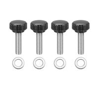 sourcing map Lot de 4 boutons de serrage moletés, M8 x 30 mm, vis moletées métriques en acier inoxydable 304, vis moletées de 22 mm de large, avec rondelles pour remplacement de base de parapluie de