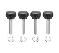 sourcing map Lot de 4 boutons de serrage moletés, M8 x 40 mm, vis moletées métriques en acier inoxydable 304, 25 mm de large, poignée moletée, boulons avec rondelles pour remplacement de base de