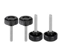 sourcing map Lot de 4 boutons de serrage moletés M8 x 45 mm Filetage mâle métrique 38 mm en plastique à tête ronde en acier au carbone Vis de serrage à la main Noir