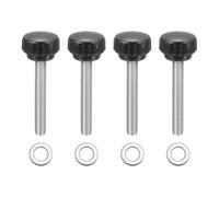 sourcing map Lot de 4 boutons de serrage moletés, M8 x 55 mm, vis moletées métriques en acier inoxydable 304, vis moletées de 25 mm de large, boulons de poignée moletée avec rondelles pour