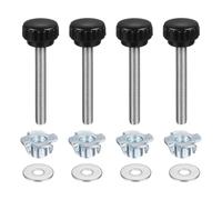 sourcing map Lot de 4 boutons de serrage moletés M8 x 60 mm Tête de 25 mm avec rondelles et écrous en T