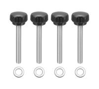 sourcing map Lot de 4 boutons de serrage moletés, M8 x 60 mm, vis moletées métriques en acier inoxydable 304, vis moletées de 25 mm de large, boulons de poignée moletée avec rondelles pour