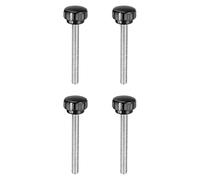 sourcing map Lot de 4 boutons de serrage moletés M8 x 70 mm en acier inoxydable 304 fileté mâle à vis moletée de type 25 mm à tête ronde filetée à main Noir