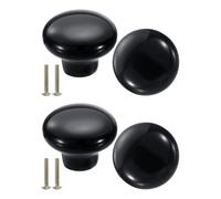 sourcing map Lot de 4 boutons de tiroir ronds en céramique avec vis M4 x 25 mm pour placard, armoire, noir