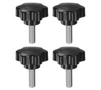 sourcing map Lot de 4 boutons en forme d'étoile M10 x 30 mm en acier inoxydable 304 fileté 46 mm en plastique à 6 têtes étoilées pour serrage à la main Vis à molette Poignée de serrage Noir