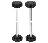 sourcing map Lot de 4 boutons moletés M5 x 30 mm (pas de 0,8 mm) Filetage mâle métrique en acier au carbone Vis de serrage filetées pour travail du bois, noir