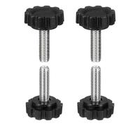 sourcing map Lot de 4 boutons moletés M6 x 20 mm (pas de 1 mm) - Filetage mâle - En acier au carbone - Vis de serrage filetées pour travail du bois - Noir