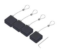 sourcing map Lot de 4 câbles antivol rétractables avec adhésif double face pour TV, DVD, salle d'exposition, télécommande, 600 g, noir