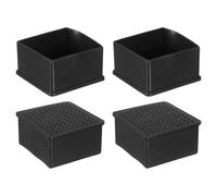 sourcing map Lot de 4 capuchons rectangulaires en caoutchouc pour pieds de chaise, 60 x 60 mm, pour pieds de meubles, tables, chaises, équipements de machines (noir)