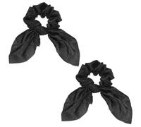 sourcing map Lot de 4 chouchous avec nœud en satin de polyester, élastiques à cheveux avec nœuds pour queue de cheval, accessoires pour femmes et filles, usage quotidien, fête, noir