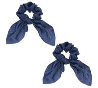sourcing map Lot de 4 chouchous avec nœud en satin de polyester, élastiques à cheveux avec nœuds pour queue de cheval, accessoires pour femmes et filles, usage quotidien, fête, bleu foncé
