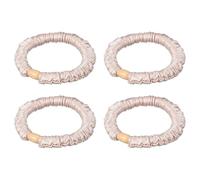 sourcing map Lot de 4 chouchous fins en soie pour queue de cheval pour femmes et filles, différentes coiffures, cadeaux de fête de mariage, rose