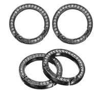 sourcing map Lot de 4 clips à ressort de 3,3 cm avec strass pour porte-clés, sacs, sacs à main, sacs à main, loisirs créatifs, accessoires, décorations, noir