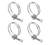 sourcing map Lot de 4 colliers de serrage à double fil de 48 à 55 mm en acier inoxydable 304 réglables avec vis M8 pour collecte de poussière piscine, étang, argenté