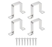 sourcing map Lot de 4 colliers de serrage carrés en forme de U, 40 x 60 mm, support en forme de U en acier inoxydable 304 avec tête cruciforme, vis auto-perceuses pour tuyaux, porte, barre fermée
