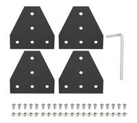 sourcing map Lot de 4 connecteurs d'angle en forme de T, plaque d'extrusion en aluminium 3030 à 5 trous avec 20 écrous en T M6, 20 vis hexagonales M6 x 12 et 1 clé M5, noir