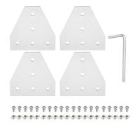 sourcing map Lot de 4 connecteurs d'angle en forme de T, plaque d'extrusion en aluminium 3030 à 5 trous avec 20 écrous en T M6, 20 vis hexagonales M6 x 12 et 1 clé M5, argent