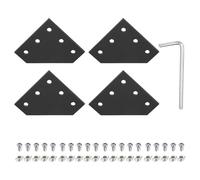 sourcing map Lot de 4 connecteurs de support d'angle en forme de L, plaque de joint d'extrusion en aluminium 2020 à 5 trous avec 20 écrous M5 en T, 20 vis hexagonales M5 x 10 et 1 clé M4, noir