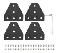 sourcing map Lot de 4 connecteurs de support d'angle en forme de T, plaque de joint d'extrusion en aluminium 2020 à 5 trous avec 20 écrous en T M5, 20 vis hexagonales M5 x 10 et 1 clé M4, noir