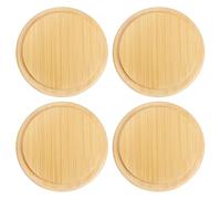 Sourcing Map Lot de 4 couvercles de tasse en bambou de 9 cm, couvercles ronds en bois réutilisables pour garder au chaud