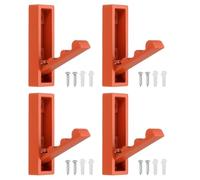 sourcing map Lot de 4 crochets muraux pliables en alliage d'aluminium robuste avec accessoires de montage pour accrocher manteaux, serviettes, chapeaux, sacs, rectangulaires, orange mat
