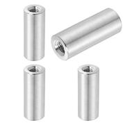 sourcing map Lot de 4 écrous d'accouplement ronds M8 x 1,25 x 40 mm en acier inoxydable pour tige filetée, fixations de construction industrielle, argenté