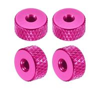 sourcing map Lot de 4 écrous moletés M3 x 10 mm x 5 mm femelles en aluminium à travers trou de réglage plat pour pièces d'imprimante 3D, machine, bricolage, rouge pêche