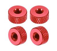 sourcing map Lot de 4 écrous moletés M4 x 10 mm x 5 mm femelles en aluminium à travers trou de réglage plat pour pièces d'imprimante 3D, machine, bricolage, rouge vin