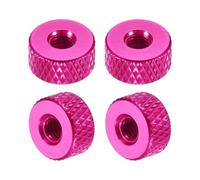 sourcing map Lot de 4 écrous moletés M4 x 10 mm x 5 mm femelles en aluminium à travers trou de réglage plat pour pièces d'imprimante 3D, machine, bricolage, rouge pêche