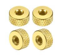 sourcing map Lot de 4 écrous moletés M4 x 10 mm x 5 mm femelles en aluminium à travers trou de réglage plat pour pièces d'imprimante 3D, machine, bricolage, jaune