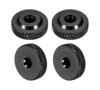 sourcing map Lot de 4 écrous moletés, M4 x 14 mm x 5 mm, épaules femelles en aluminium, serrure à trou plat, écrous de réglage pour pièces d'imprimante 3D, machine, bricolage, noir