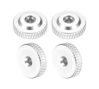 sourcing map Lot de 4 écrous moletés M4 x 14 mm x 5 mm pour épaules femelles en aluminium - Verrouillage du trou - Écrous de réglage pour pièces d'imprimante 3D, machine, bricolage, argenté
