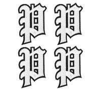 sourcing map Lot de 4 écussons brodés à repasser ou à coudre - Lettres de l'alphabet de A à Z - Lettres de l'alphabet gothiques - 5,1 cm - Pour bricolage, vêtements, jeans, vestes, sacs - Blanc et