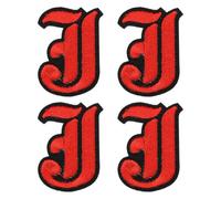 sourcing map Lot de 4 écussons gothiques brodés à thermocoller - Lettres J de 5,1 cm - Lettres de l'alphabet de A à Z - Lettres anglaises anciennes pour loisirs créatifs sur vêtements, jeans, vestes