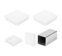sourcing map Lot de 4 embouts carrés de 120 mm, bouchons en plastique pour tubes métalliques, pieds de chaise, table, étagères, meubles, blanc