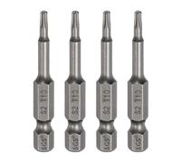 sourcing map Lot de 4 embouts de tournevis à tête Torx T10 6,35 mm Tige hexagonale 50 mm de long Magnétique sans trou Inviolable 6 points Étoile Tournevis visseurs industriels S2