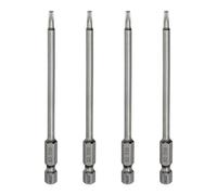 sourcing map Lot de 4 embouts de tournevis à tête Torx T10 - Tige hexagonale de 100 mm de long - Magnétique - Sans trou - Inviolable - 6 points - Tournevis en acier S2 industriels