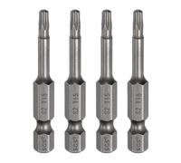 sourcing map Lot de 4 embouts de tournevis à tête Torx T15 6,35 mm Tige hexagonale 50 mm de long Magnétique sans trou Inviolable 6 points Étoile Tournevis visseurs industriels S2