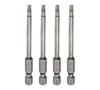 sourcing map Lot de 4 embouts de tournevis à tête Torx T15 6,35 mm Tige hexagonale 75 mm de long Magnétique sans trou Inviolable 6 points Étoile Tournevis visseurs industriels S2