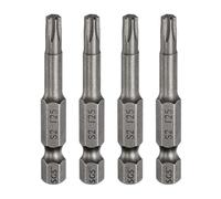 sourcing map Lot de 4 embouts de tournevis à tête Torx T25 6,35 mm Tige hexagonale 50 mm de long Magnétique sans trou Inviolable 6 points Étoile Tournevis visseurs industriels S2