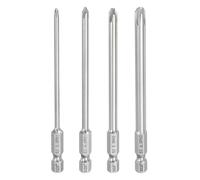 sourcing map Lot de 4 embouts de tournevis Phillips #1/2/3 PH1 + PH2 + PH3 1/4" tige hexagonale 100 mm de long 0,12/0,16/0,2/0,6 cm tige magnétique cruciforme forets en acier S2 tournevis industriel