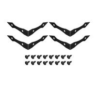 sourcing map Lot de 4 équerres d'angle décoratives, 9,9 x 9,9 x 2,3 cm - Support de protection d'angle en métal avec vis pour meubles, boîtes en bois, coffre, noir