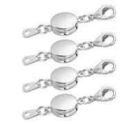 sourcing map Lot de 4 fermoirs magnétiques oblats avec fermoirs mousquetons pour fabrication de bracelets, colliers, bijoux (argent)