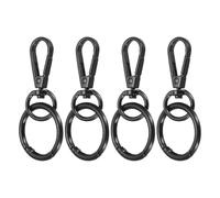 sourcing map Lot de 4 fermoirs pivotants, mousquetons de 7,1 cm avec anneau à ressort en métal à double ouverture pour porte-clés, loisirs créatifs, sacs, bijoux, cordons - Noir