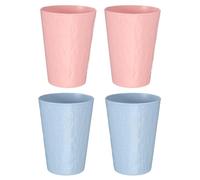 sourcing map Lot de 4 gobelets de salle de bain en plastique réutilisables de 382,7 g, 5,6 x 10,4 cm, porte-brosse à dents incassables pour ranger dentifrice, peigne, stylo, eau, boissons, bleu/rose