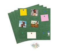 sourcing map Lot de 4 grands carreaux de tableau en liège avec 25 punaises et 8 fixations adhésives, pour photos à domicile et bureau, vert saphir - 30,5 x 30,5 cm